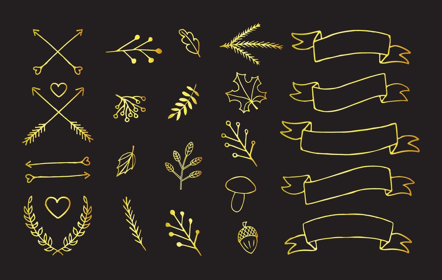 Set of hand drawn doodle sketch autumn elements vector