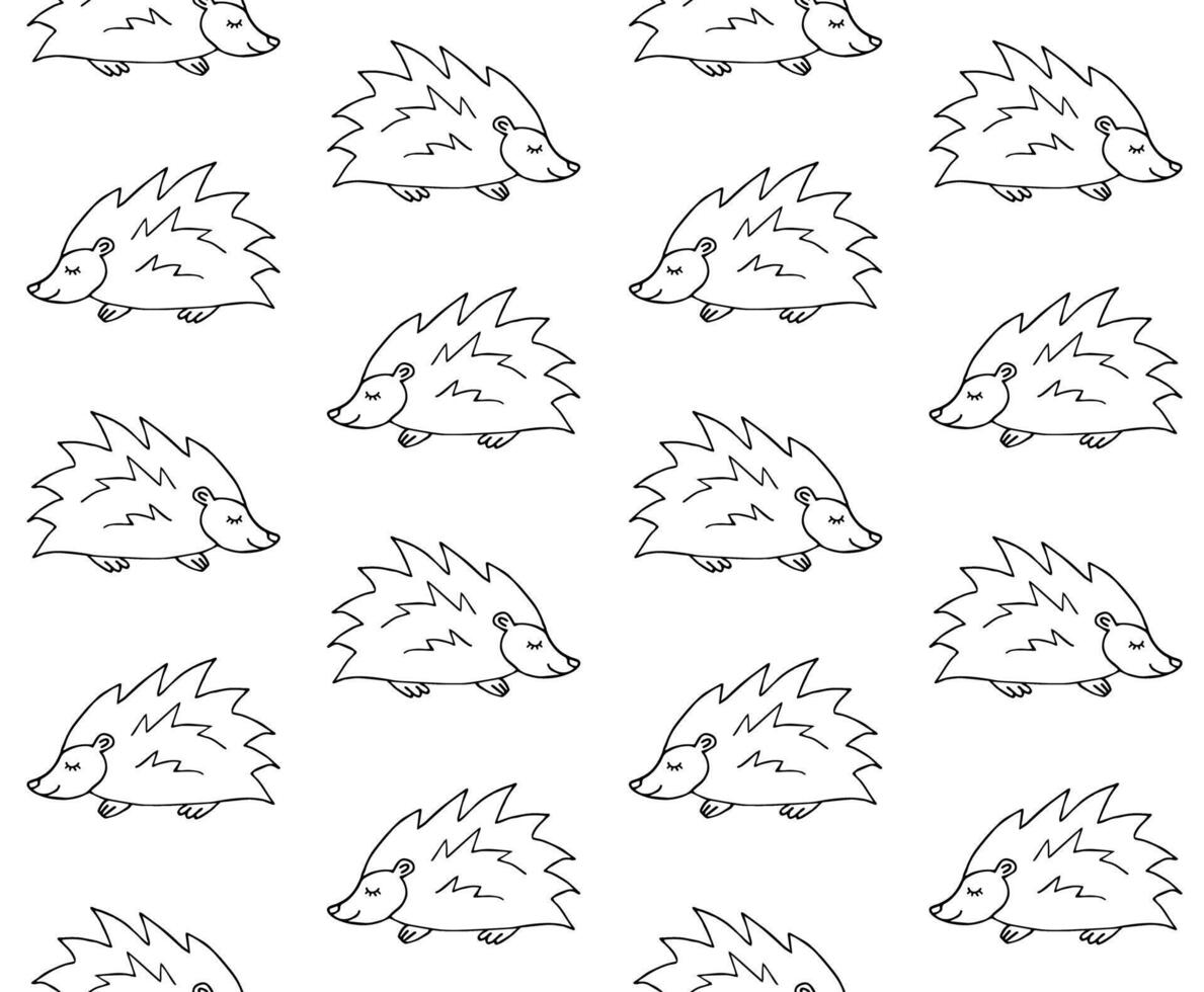 Seamless pattern of hand drawn doodle sketch hedgehogs isolated vector