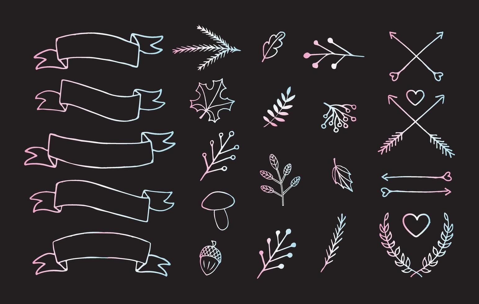 Set of hand drawn doodle sketch autumn elements isolated vector