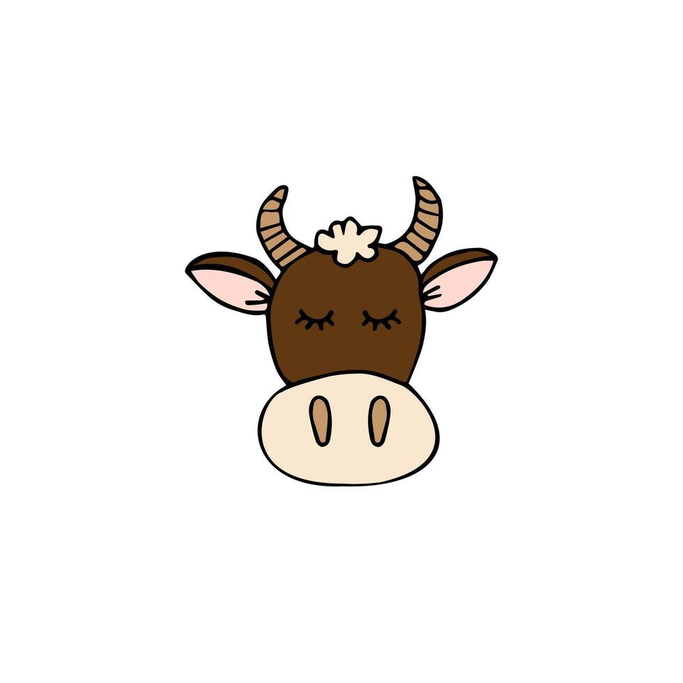 Hand drawn doodle sketch cow face isolated on white background vector