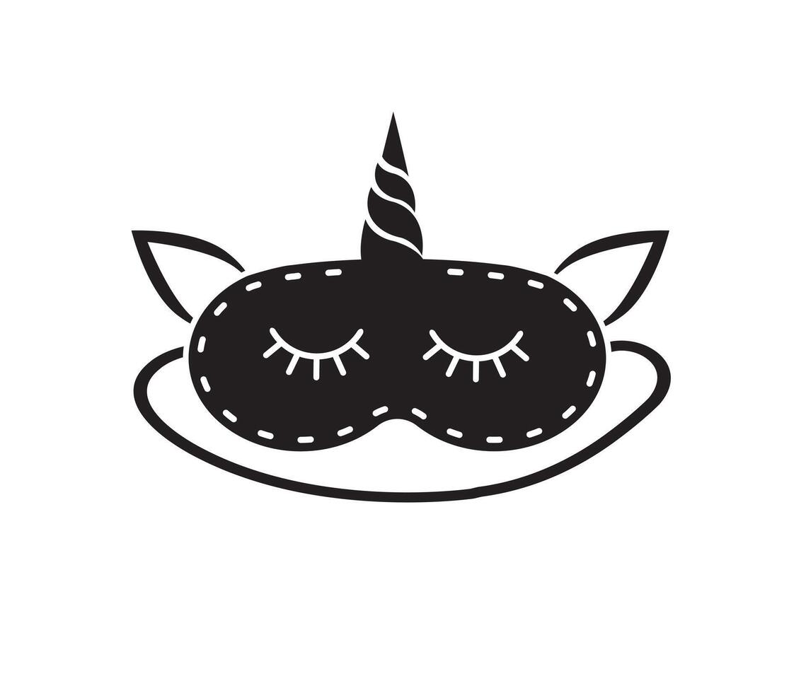 Flat cartoon unicorn sleeping mask isolated vector