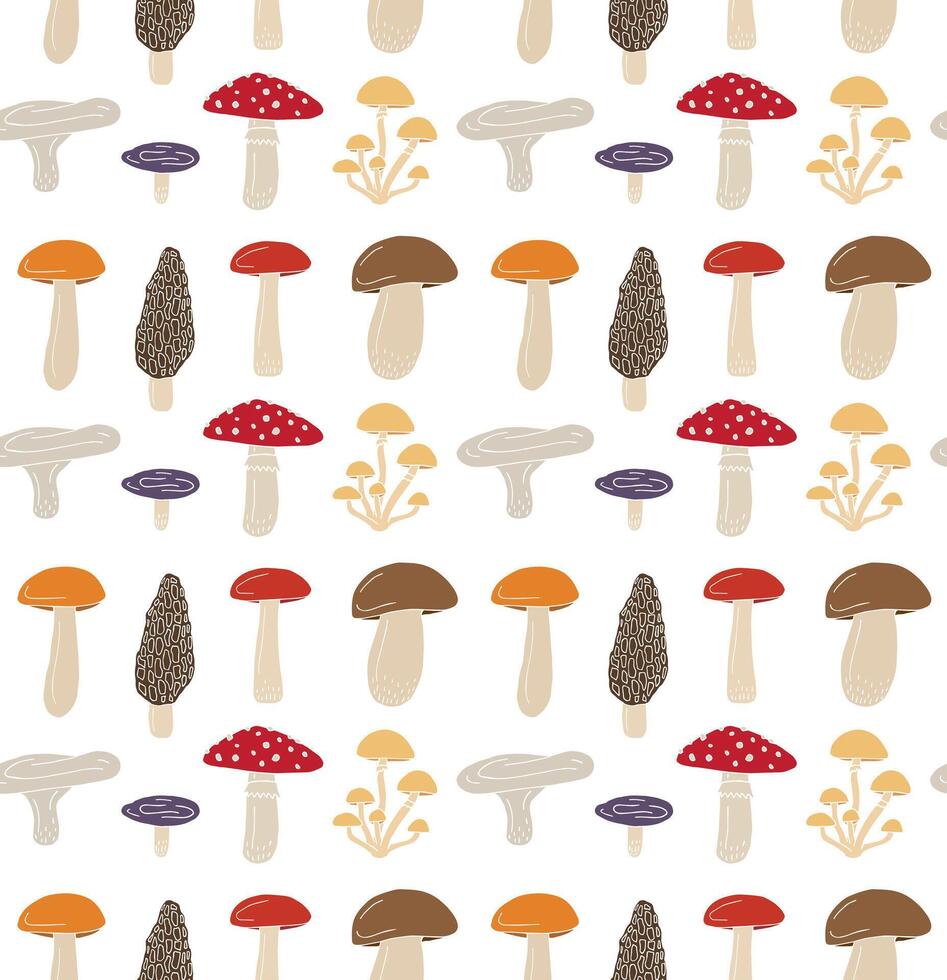 Seamless pattern of hand drawn doodle sketch mushroom isolated vector