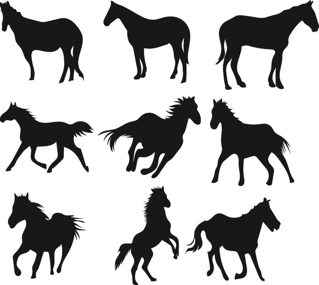 horse silhouettes sets vector