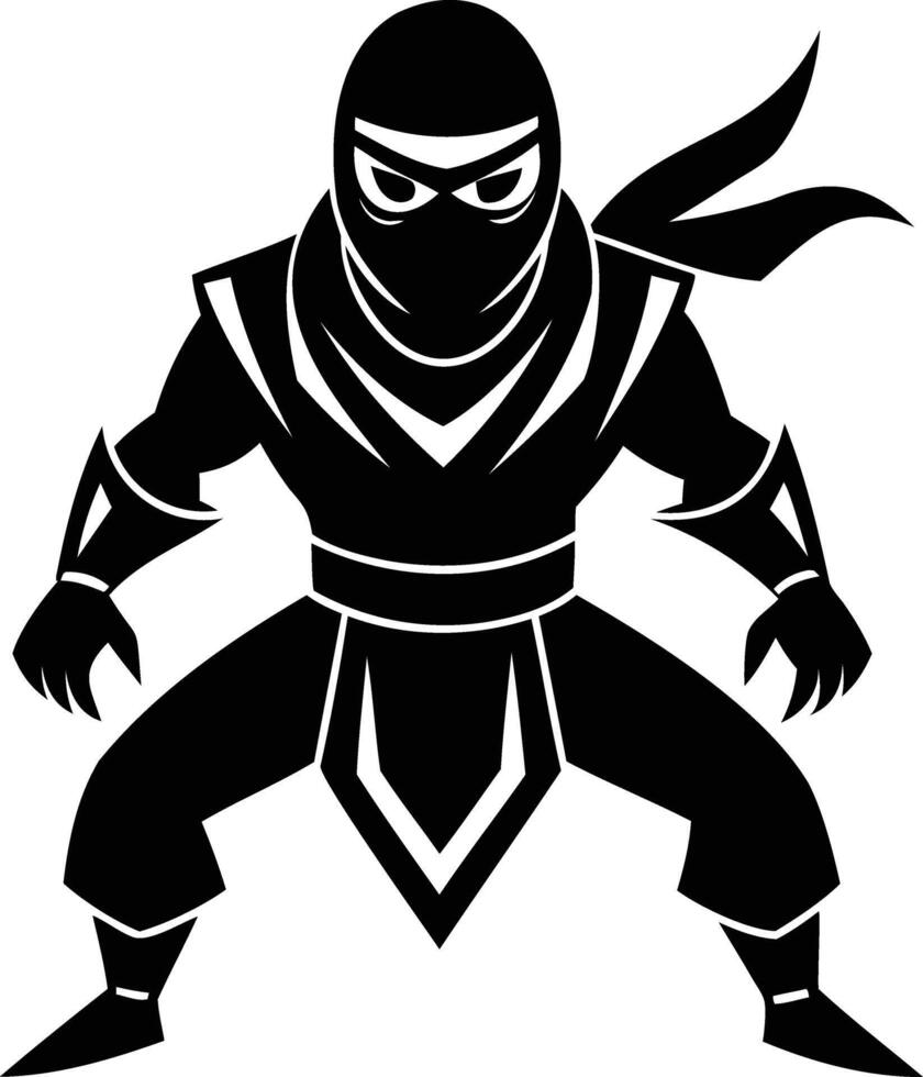 Shadow Strike Ninja Warrior Cartoon Silhouette for Bold Character Design vector