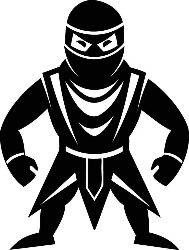 Shadow Ninja Cartoon Silhouette of a Stealthy Warrior in Action vector