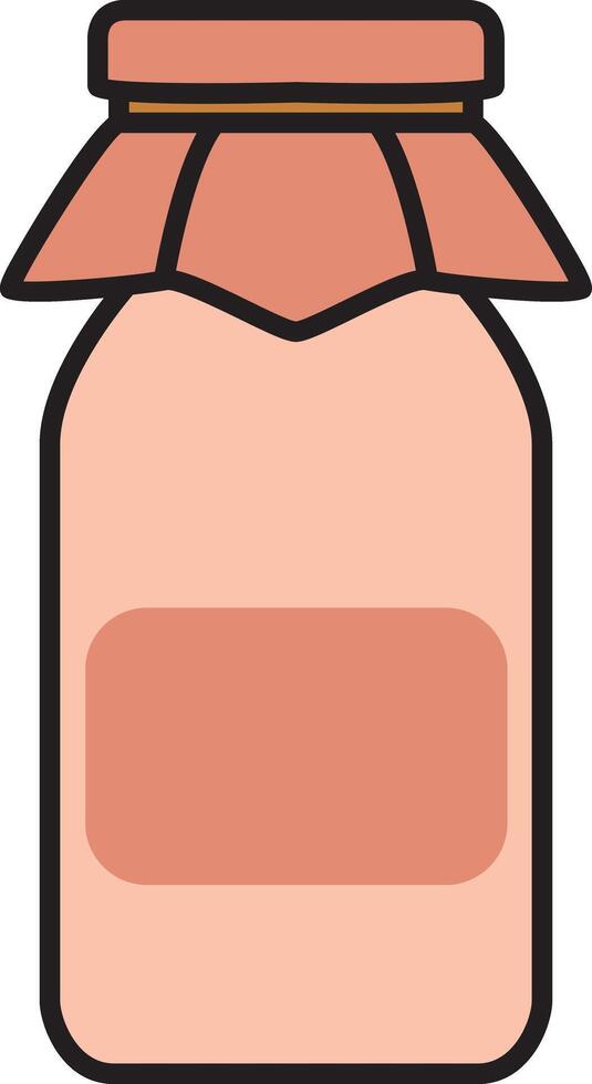 Flat illustration of a jar with a fabric-covered lid and label, ideal for jam, honey, or preserved goods. Great for farm, kitchen, or food-themed designs. vector