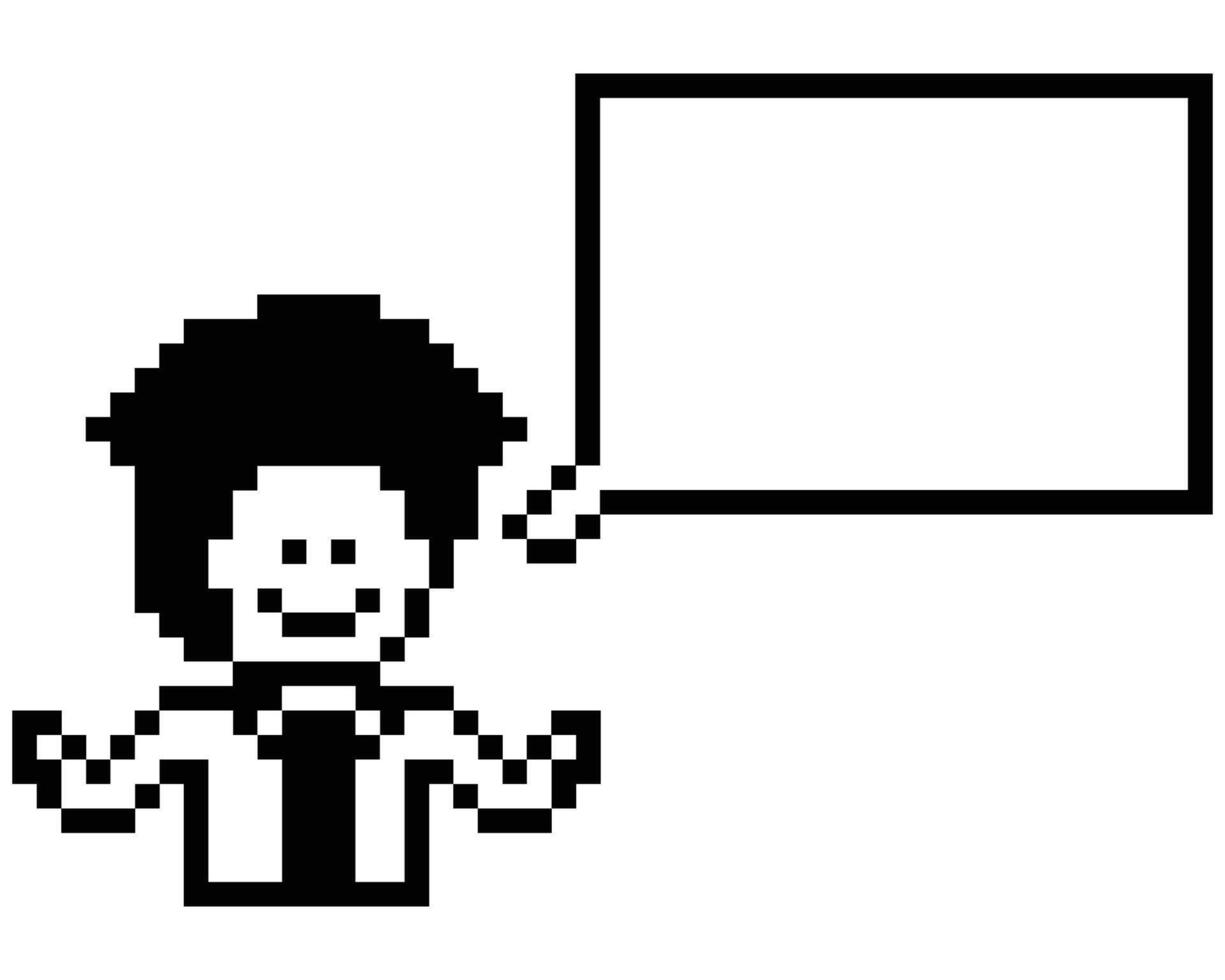 Pixel art of chat box blank with man male boy say talk 8 bit art. vector