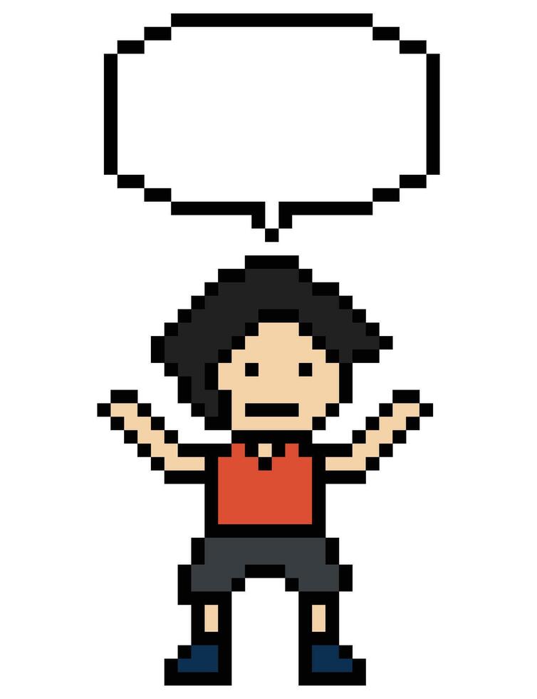 Cartoon 8 bit of chat box speak say with man male boy cute design. vector