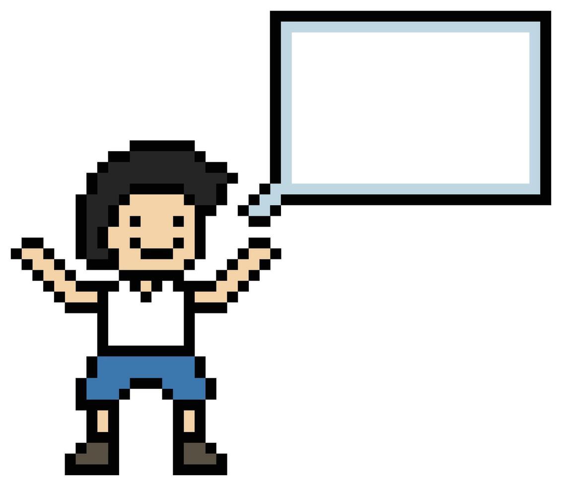 Pixel art design of chat box speak say with man male boy 8 bit. vector