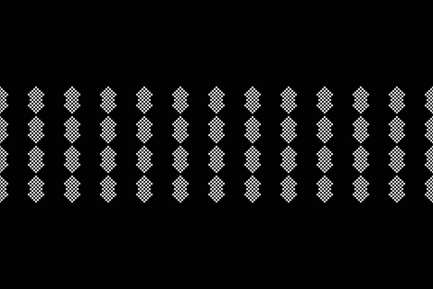 Cross stitch with ethnic pattern and black color background style. vector