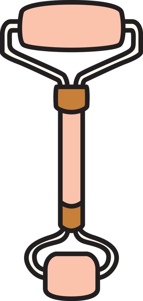 Minimal cartoon-style facial roller with pink stones and a simple outlined design. Great for beauty, skincare, and wellness-related illustrations. vector