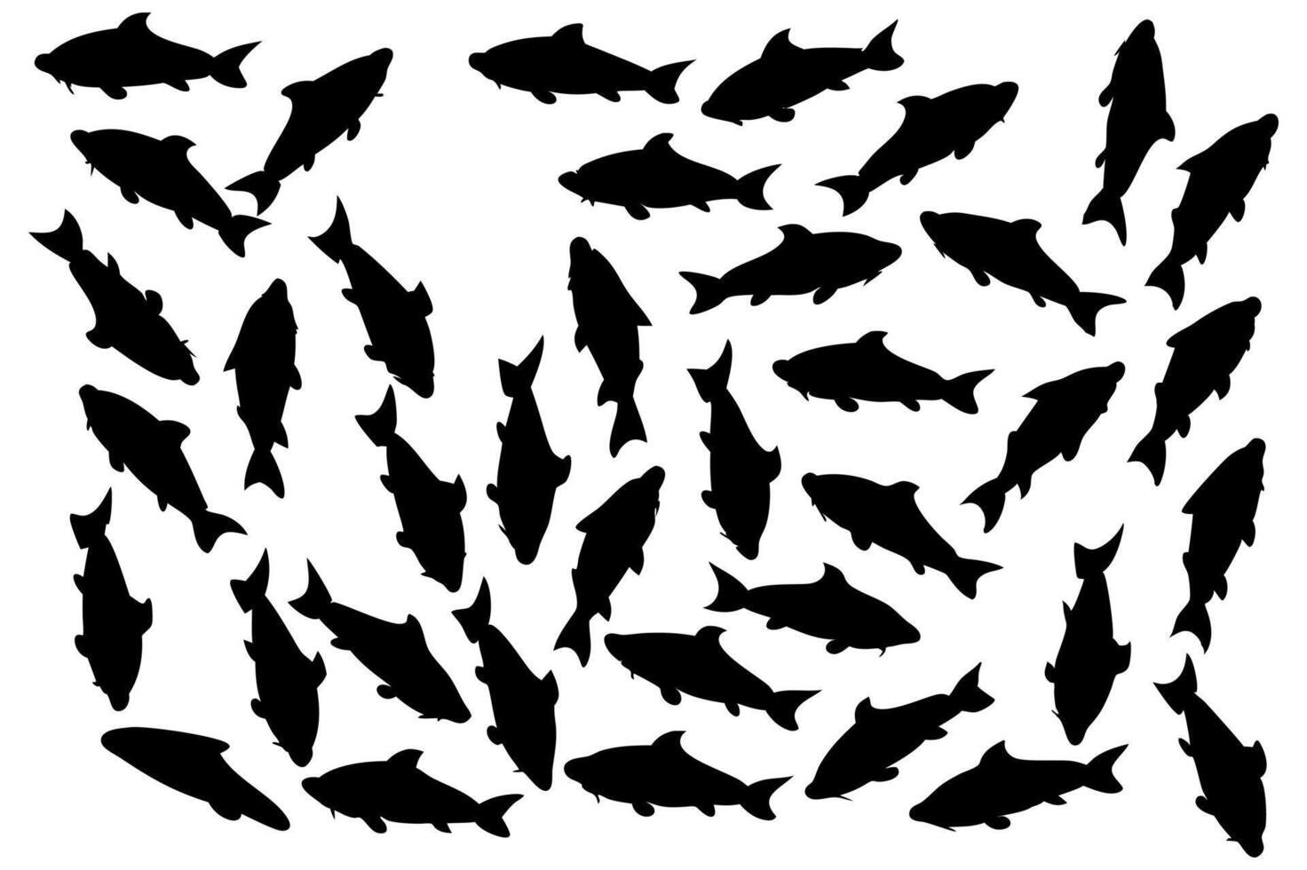 Black Fish Silhouette Pattern for Aquatic Marine Graphic Designs vector