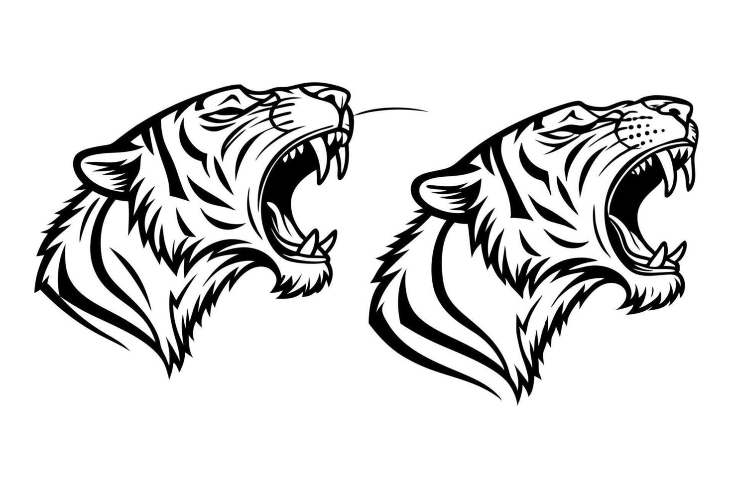 Big cat silhouette collection vector