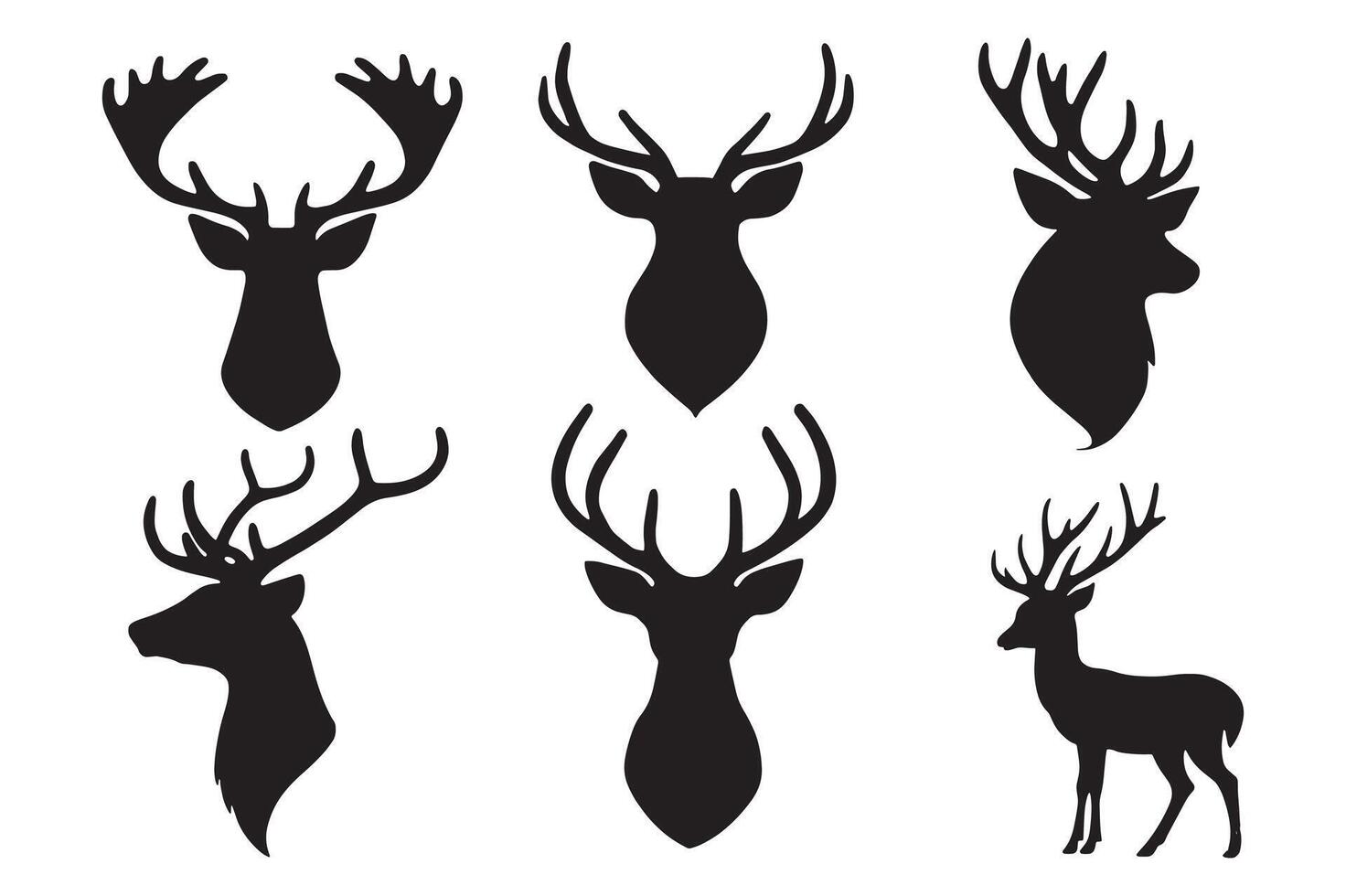 Deer Silhouette Collection Wildlife Set vector