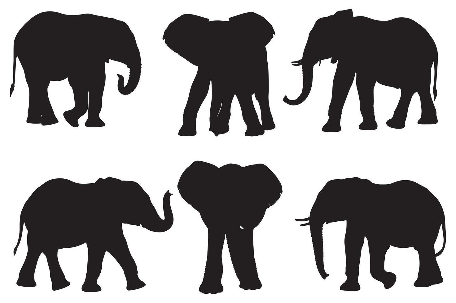 Elephant silhouette collection vector