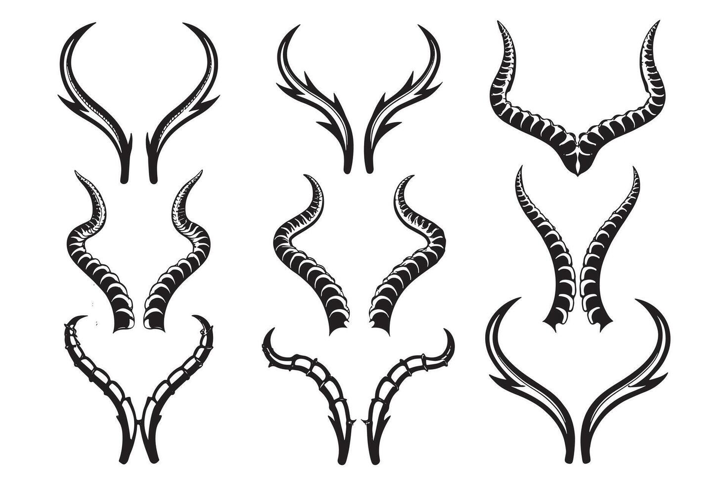 Fantasy Demon Horns Collection Dark Tribal and Gothic Graphics vector