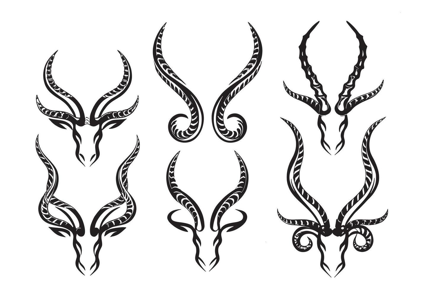 Evil Horns Set Fantasy, Horror, and Demon-Themed Elements vector