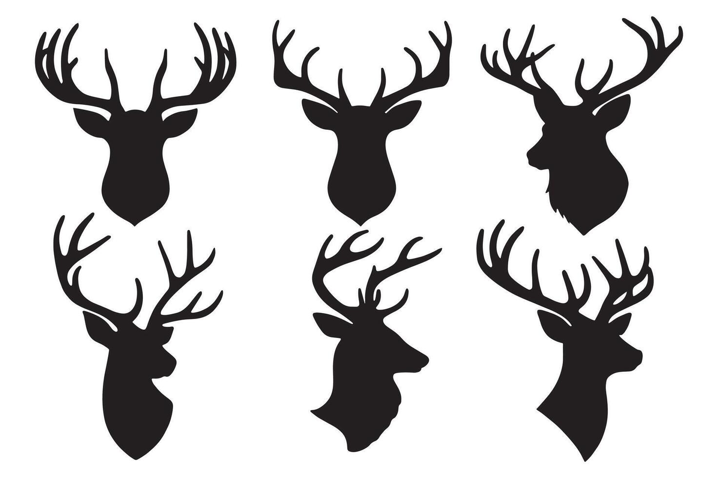 Deer Silhouettes Isolated on White Background vector
