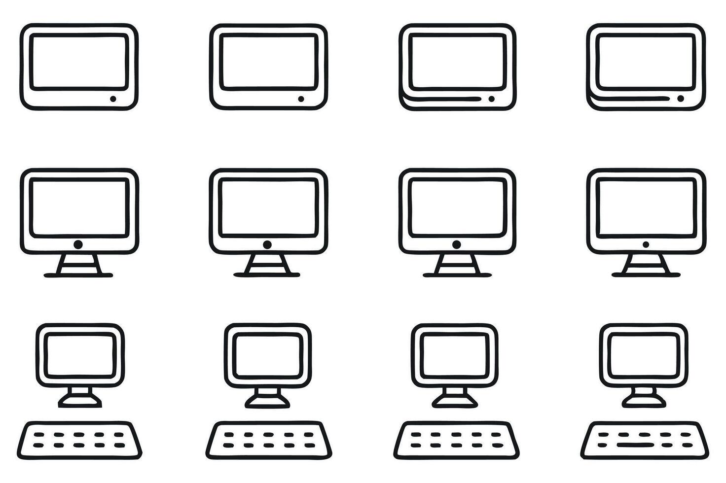 Responsive digital devices icon set in line style. vector