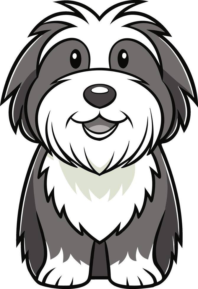 Charming Bearded Collie Whimsical Clipart of a Playful Dog vector