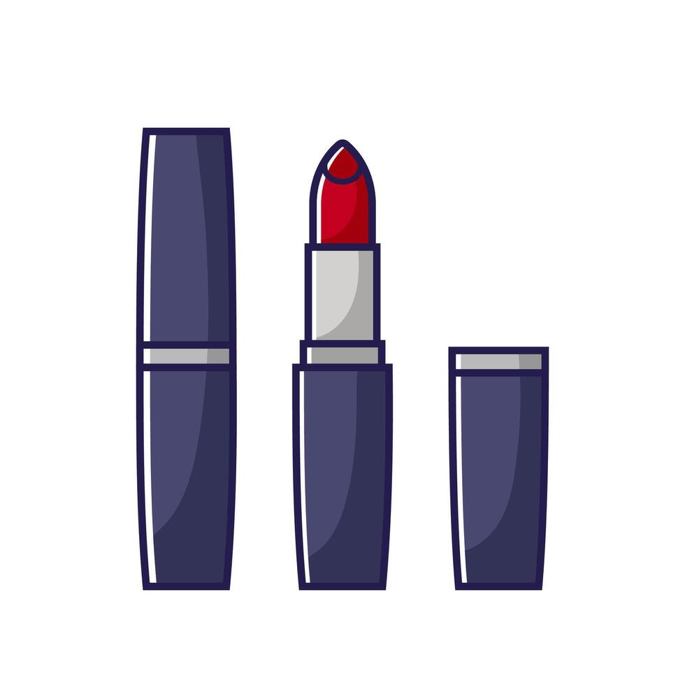 Red lipstick icon. Colored illustration in line style isolated on white background. vector