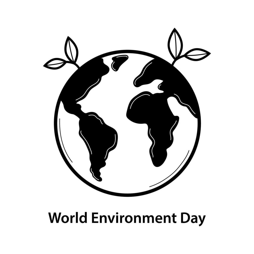 World Environment Day. Modern minimalist style. Hand drawn illustration in doodle style. vector