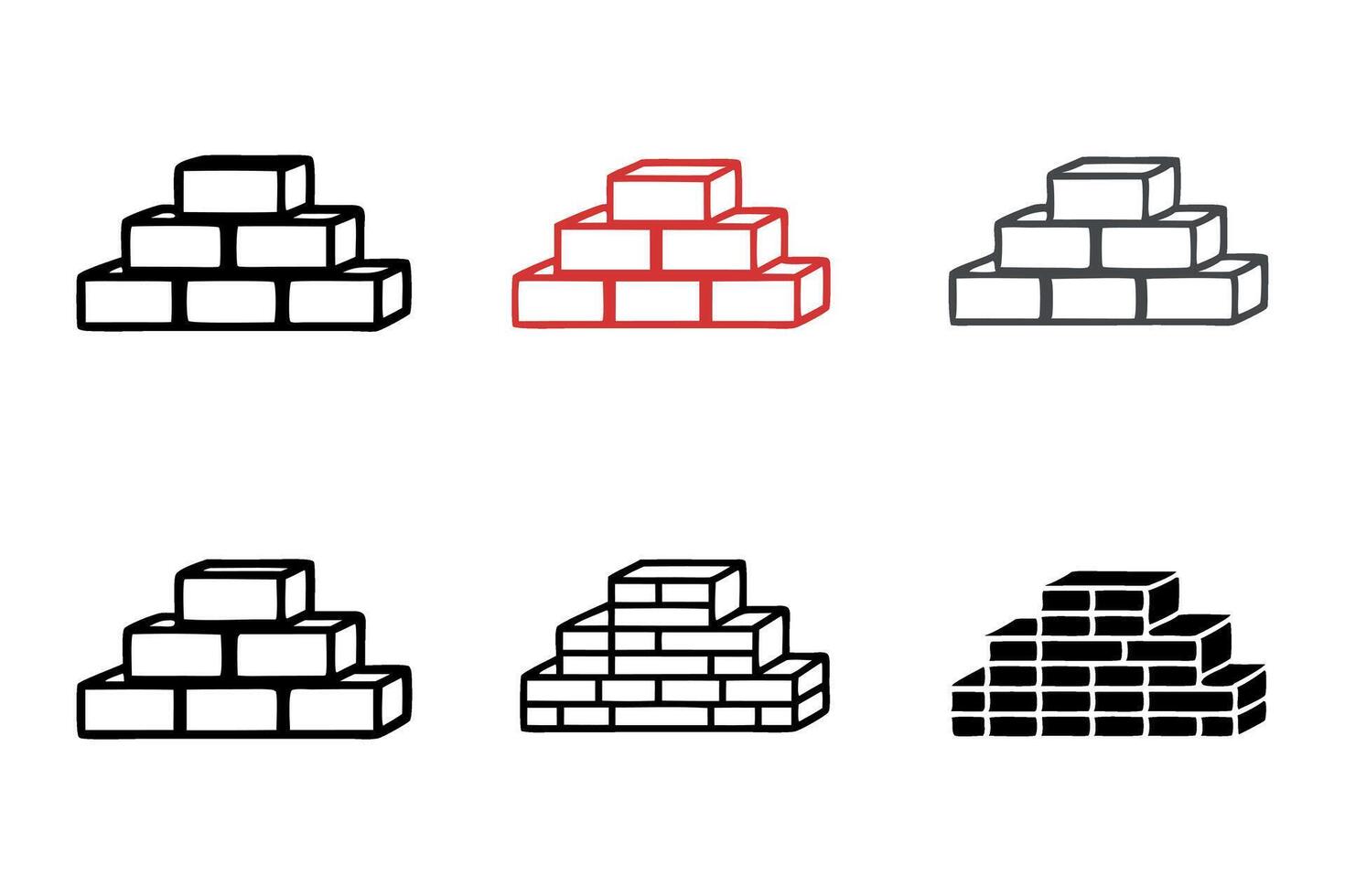 different pile of bricks with various shapes and sizes, construction concept, industry tools and building materials, for architecture and civil engineering, labour day or labor day line art icon set vector