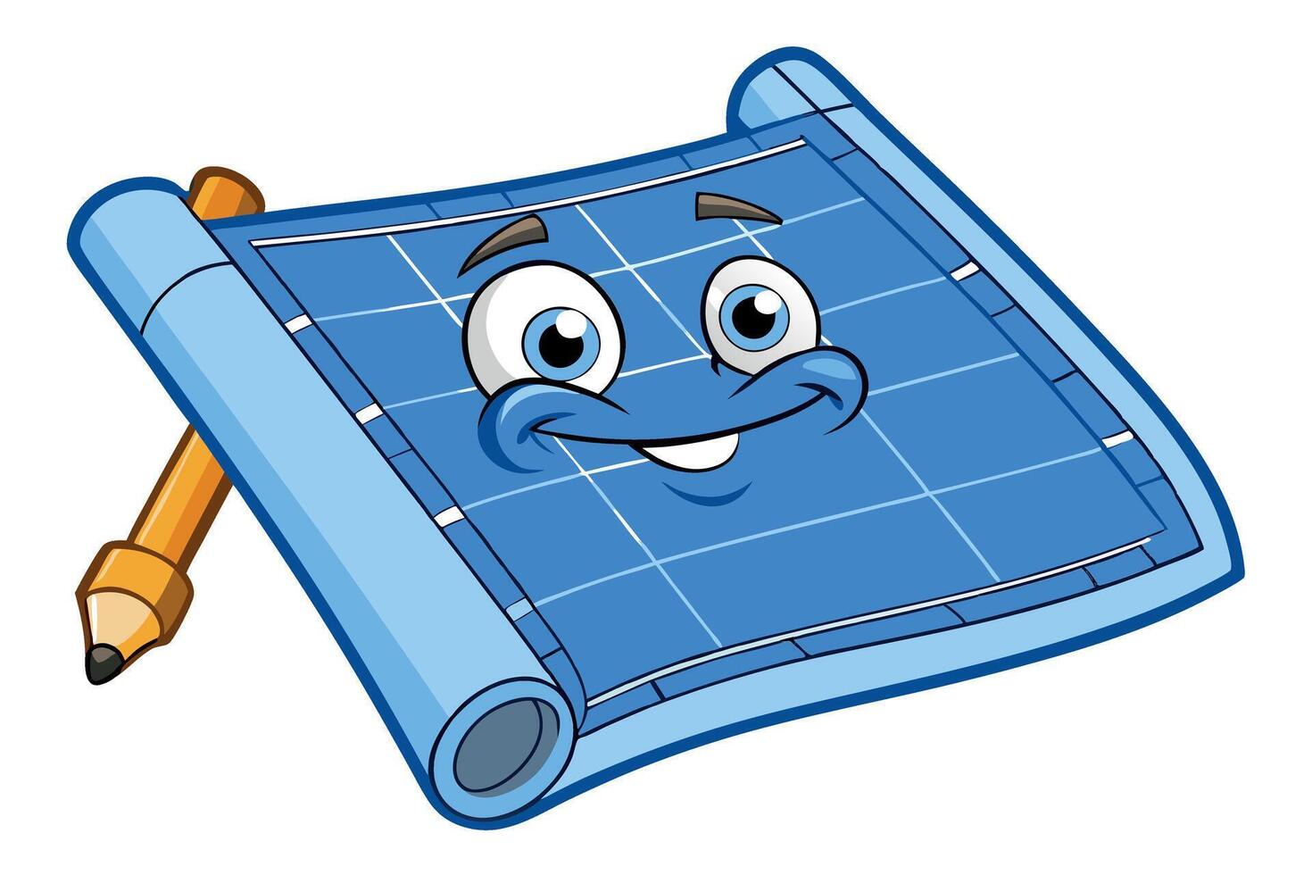 Friendly character with a blueprint and drafting tools, symbolizing work and construction, perfect for Labor Day or Labour Day illustrations vector
