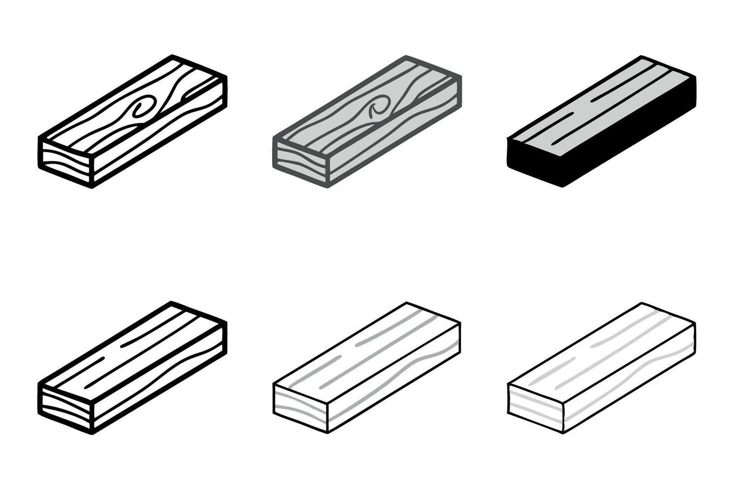 wood plank illustrations with different textures and finishes displayed in black and white line art, perfect for woodwork and design projects labour day or labor day line art icon set vector