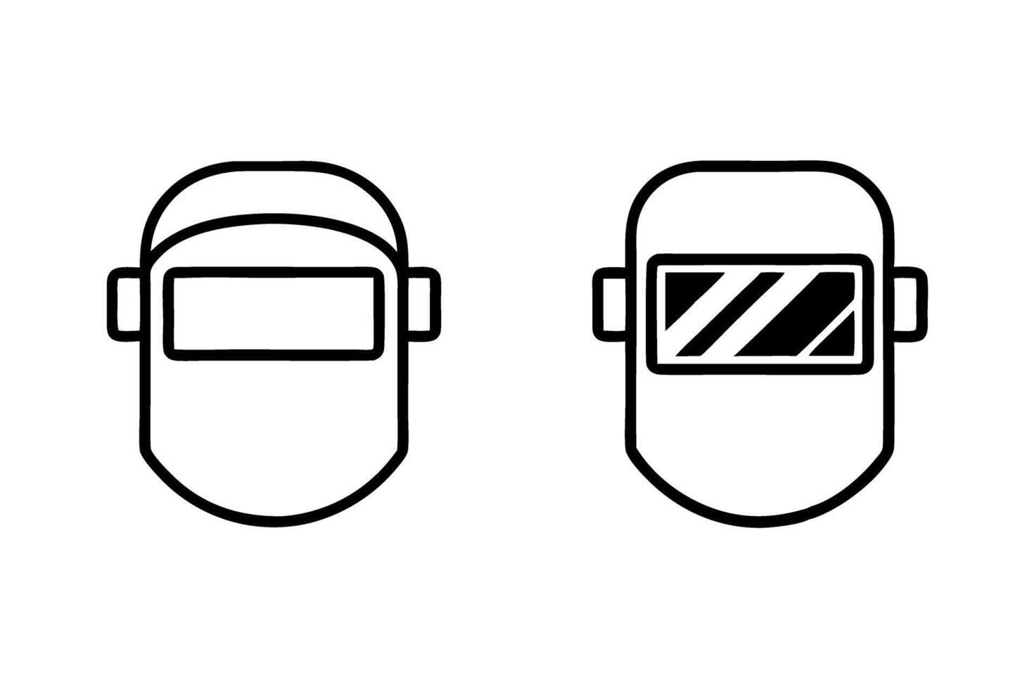 welding masks, showcasing different angles and detailed face shields Labour day or labor day line art icon set vector