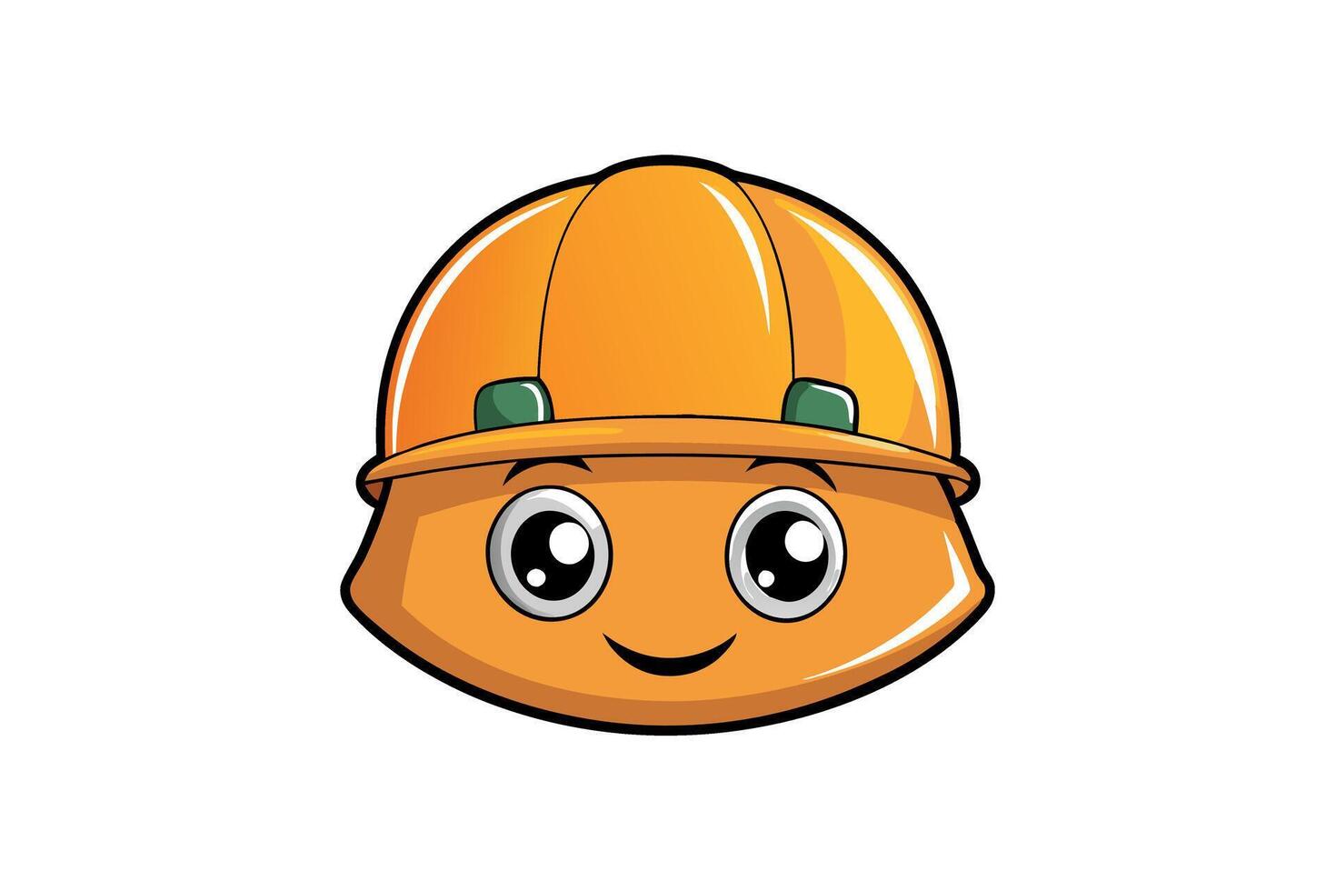Cartoon construction helmet with a smiling face, symbolizing safety, protection, and hard work, ideal for Labor Day or Labour Day themes vector