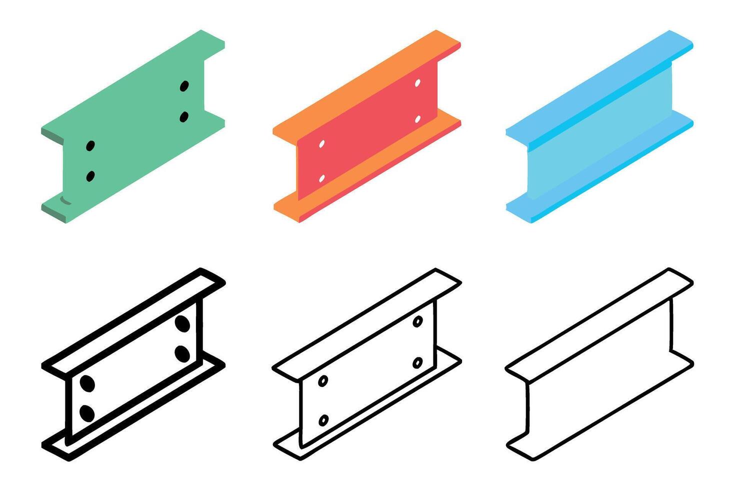 steel beams with holes, ideal for construction and heavy duty industries Labour day or labor day line art icon set vector