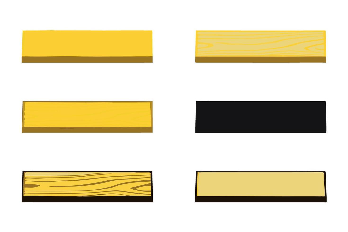 various planks of wood in different colors and textures, including yellow, black, and natural wood finish, for building, DIY, and home improvement projects, labour day or labor day line art icon set vector