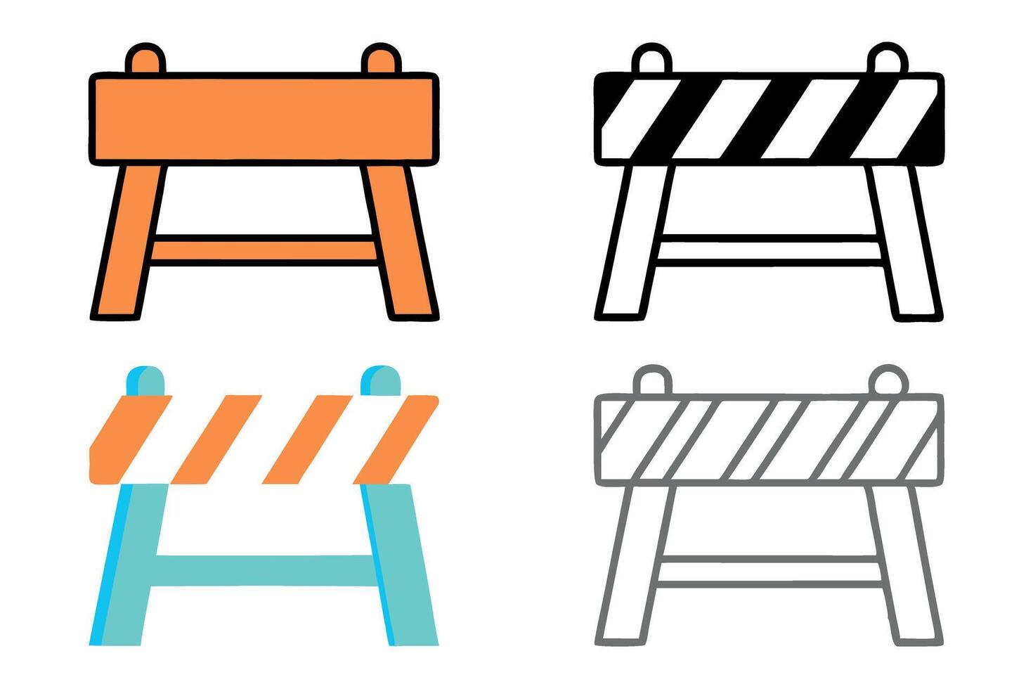 traffic barriers with bright colors and bold stripes, ideal for construction and safety themes Labour day or labor day line art icon set vector