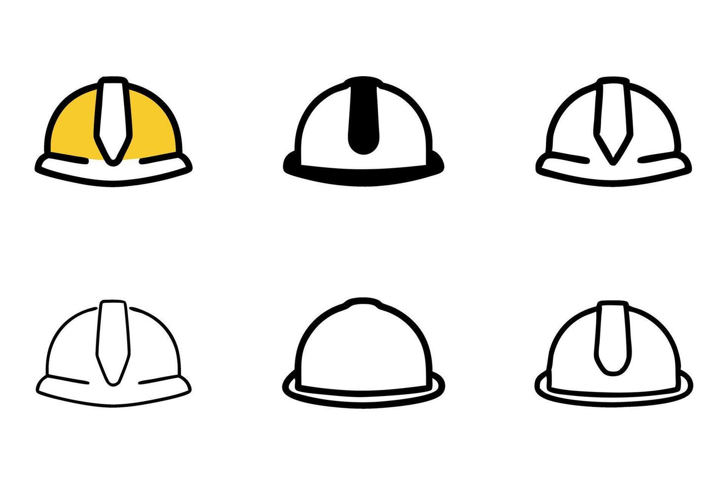 Collection of hard hat icons in different styles, ideal for safety, protection, and construction work related themes labour day or labor day line art icon set vector