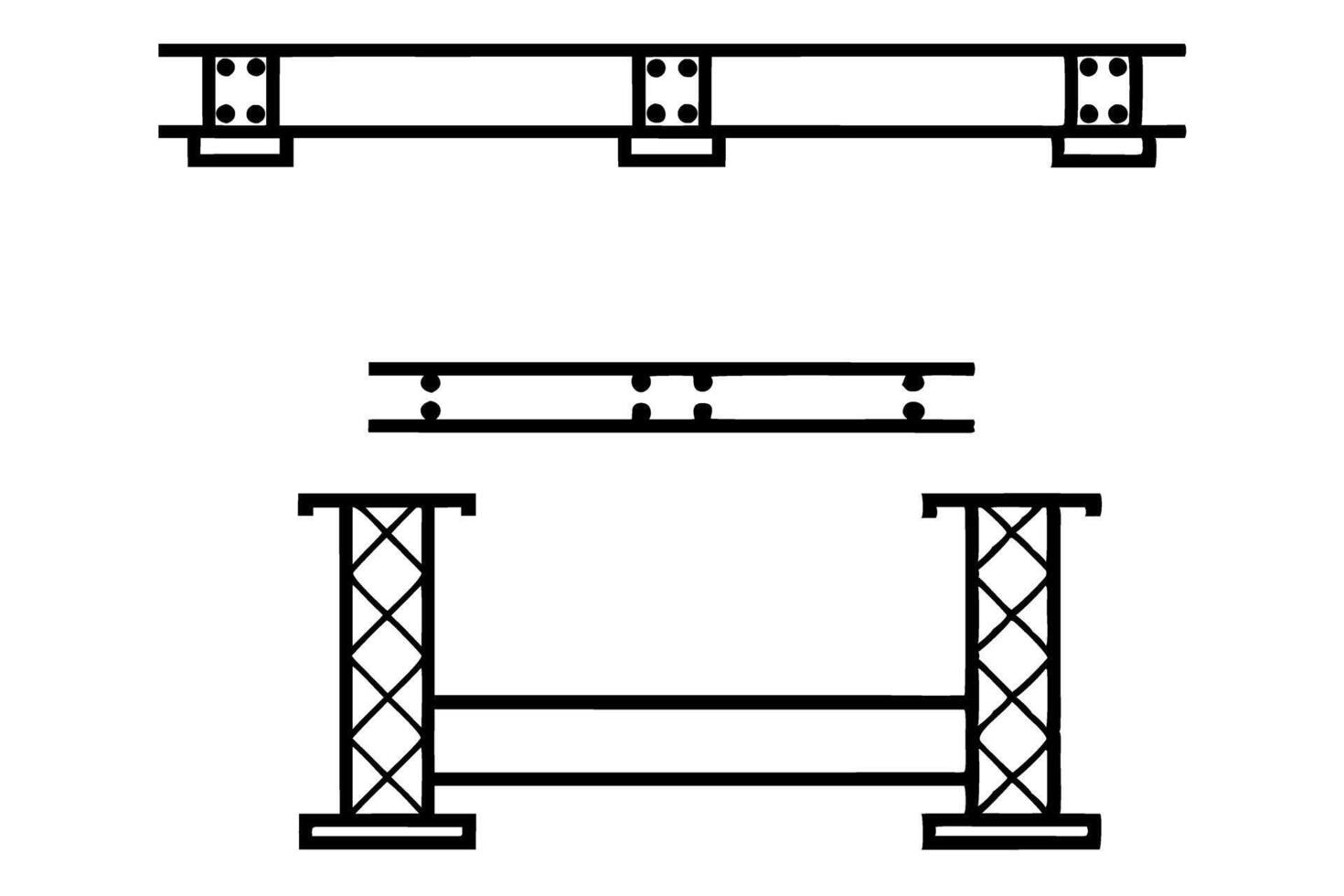 Steel beam illustrations in clean and simple designs, perfect for industrial and construction projects Labour day or labor day line art icon set vector