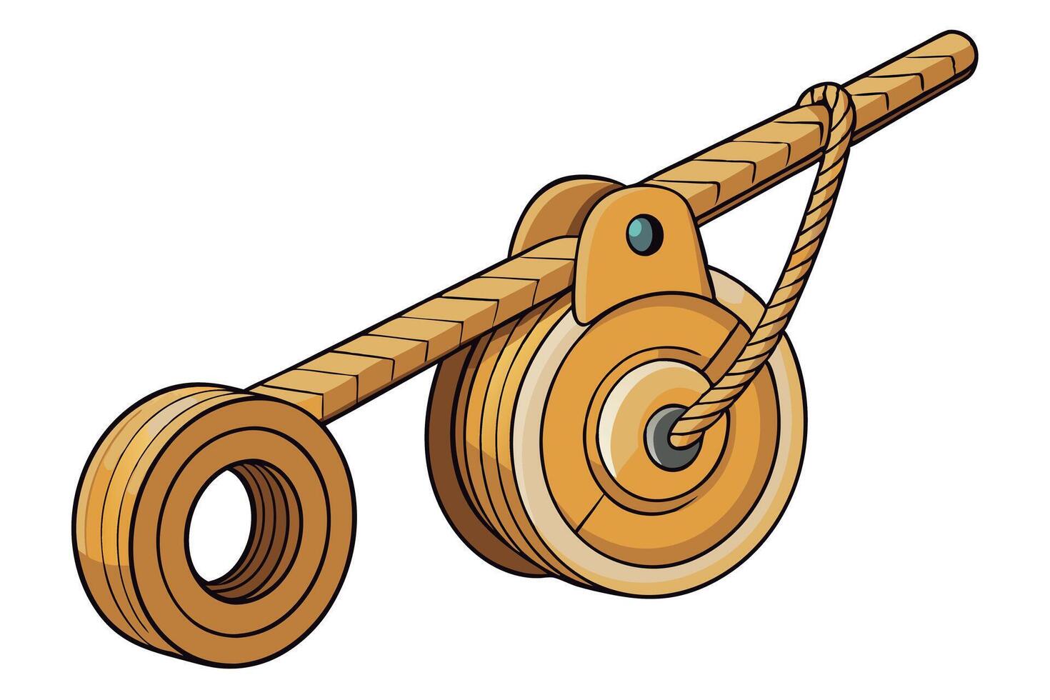 rope pulley icon in black and yellow with different perspectives, ideal for industrial and construction themes Labour Day or Labor Day line art icon set vector