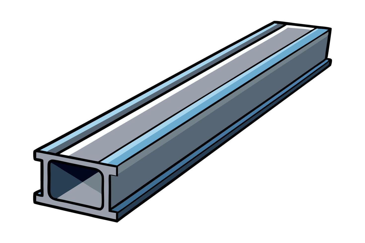 Steel structural beam with a blue and orange stripe, designed for construction projects, isolated on Transparent Background for architectural and engineering use vector