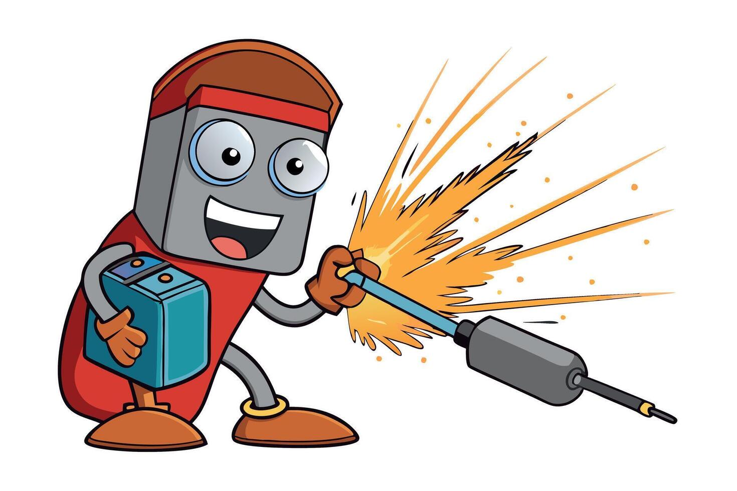 welder creating sparks while working with safety equipment, showcasing welding tasks and industrial work, perfect for labour day or labor day projects vector