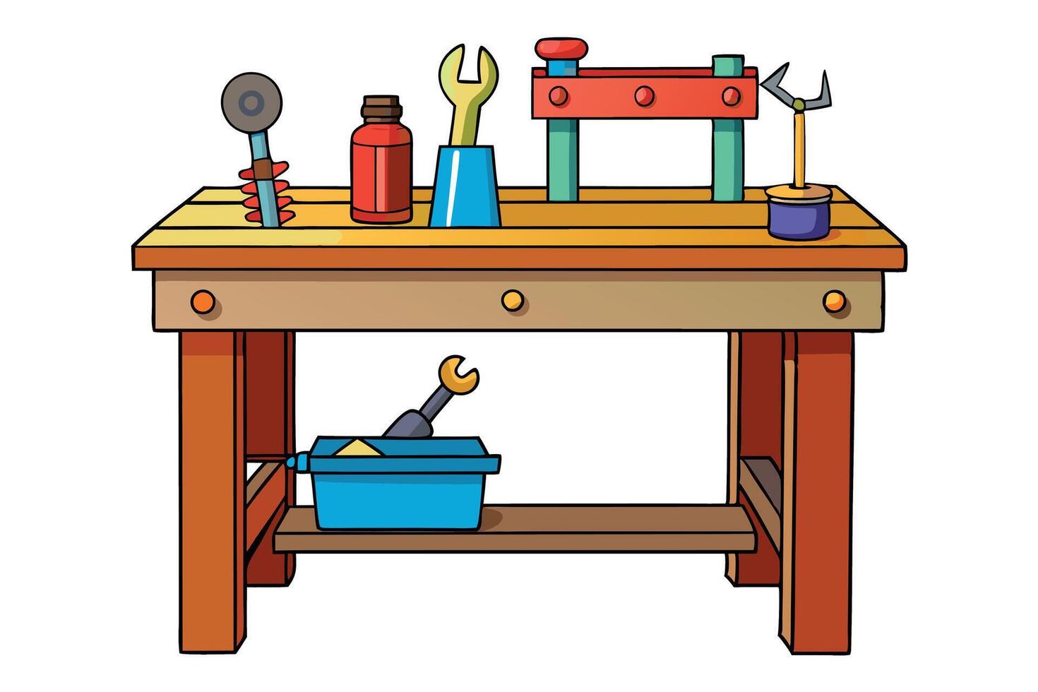 workbench tools and drawers, representing a creative workspace for DIY projects, perfect for construction and labour day or labor day tasks vector