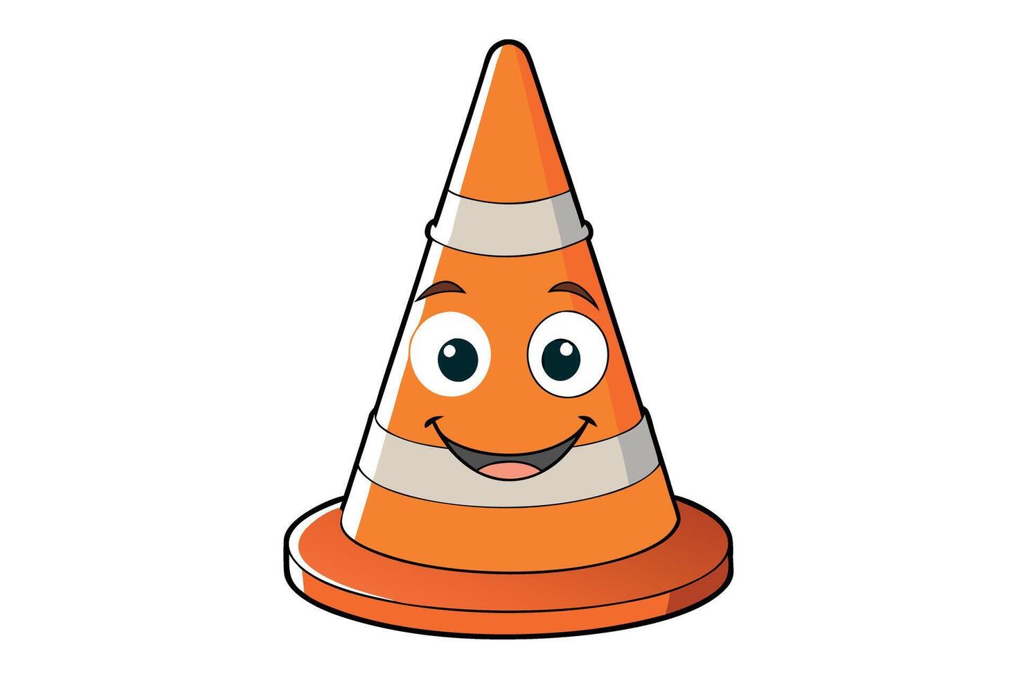 Smiling cartoon traffic cone with eyes and a bright orange design on Transparent Background, ideal for traffic safety, road construction, and labour day or labor day themes vector