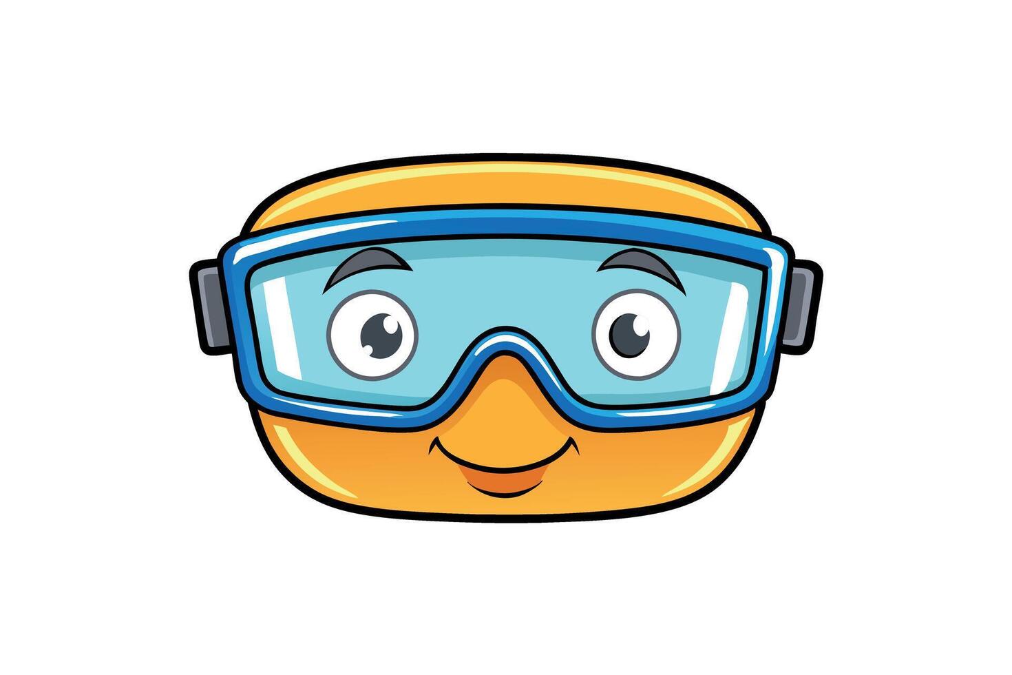 cartoon safety goggles, blue and orange protective eyewear with large eyes, safety for workers and construction, isolated on Transparent Background vector