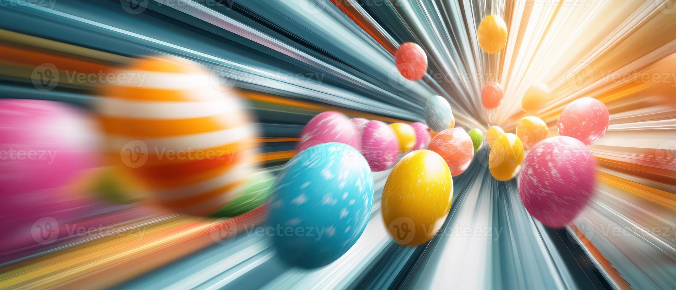 Vibrant eggs in motion at Easter photo