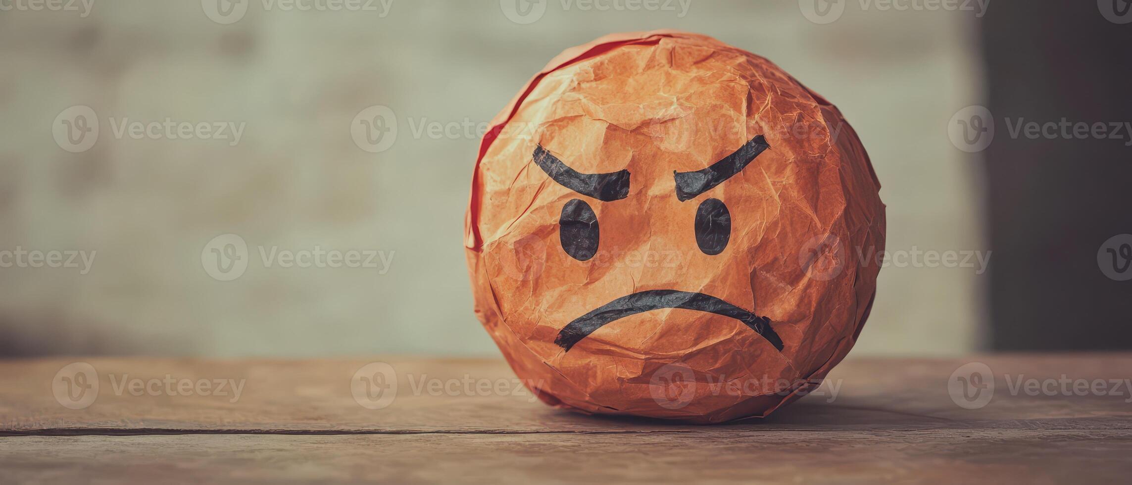 Crumpled paper ball on a table photo