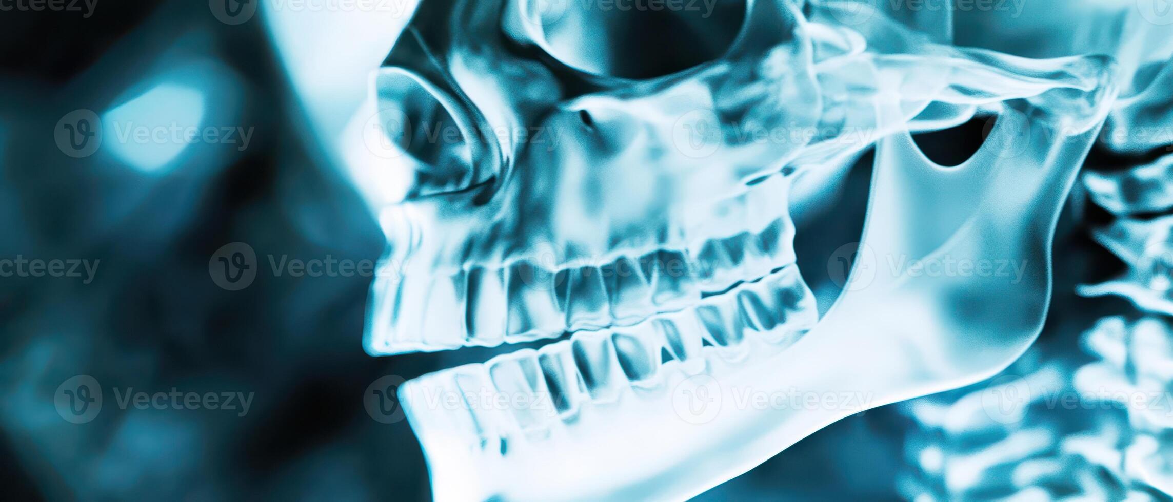 Detailed view of human skull in medical imaging photo
