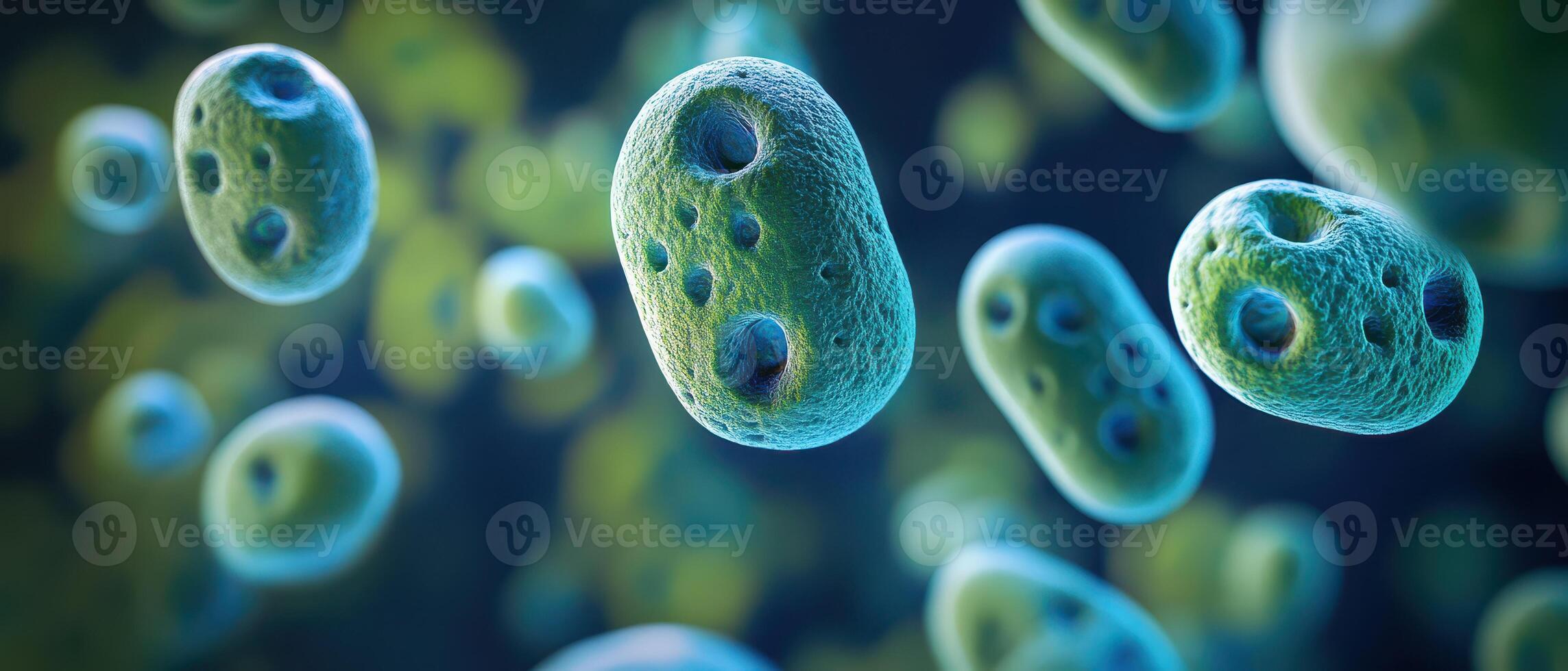 Colorful microbes seen under microscope photo