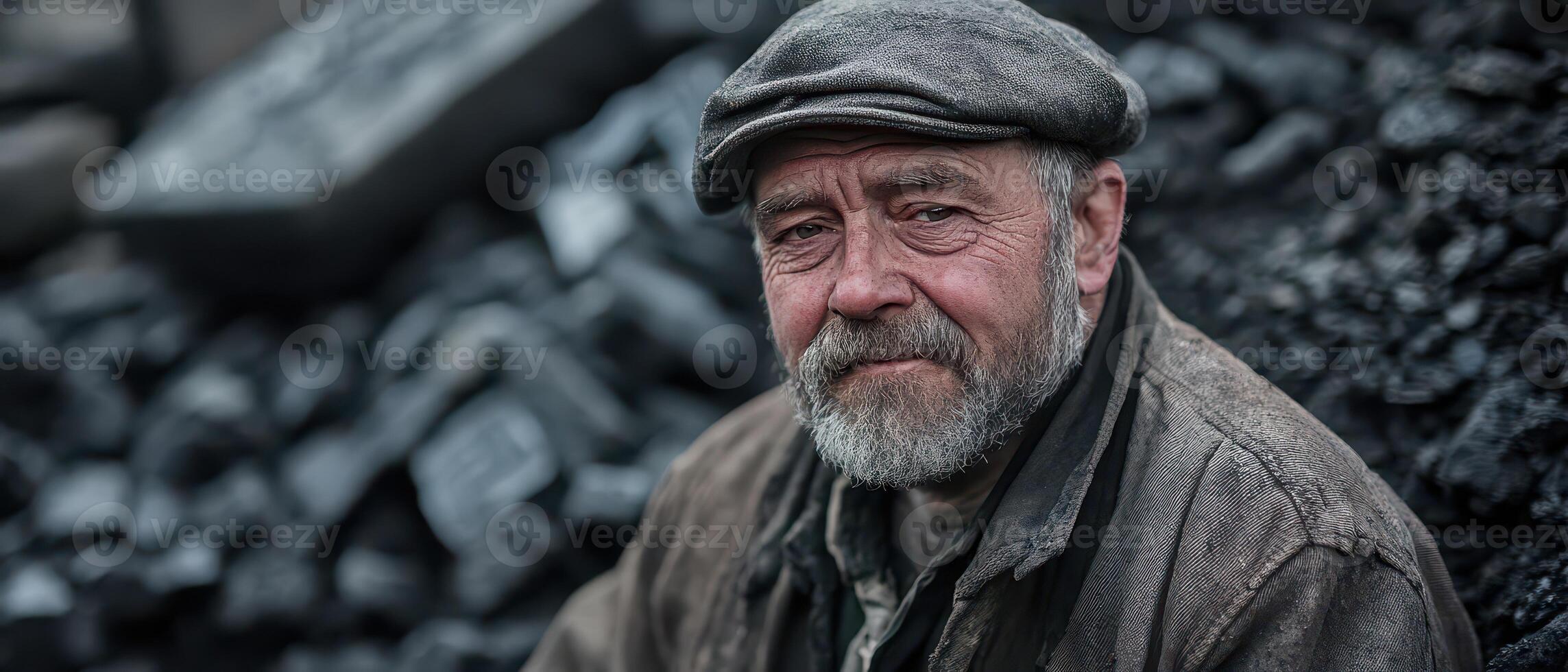 Experienced miner resting after a long day at work photo