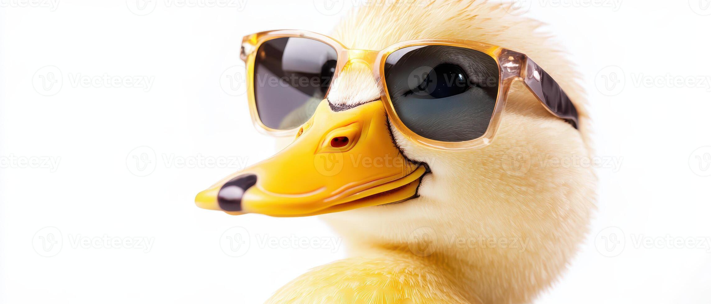 Duck wearing stylish sunglasses enjoys the moment photo