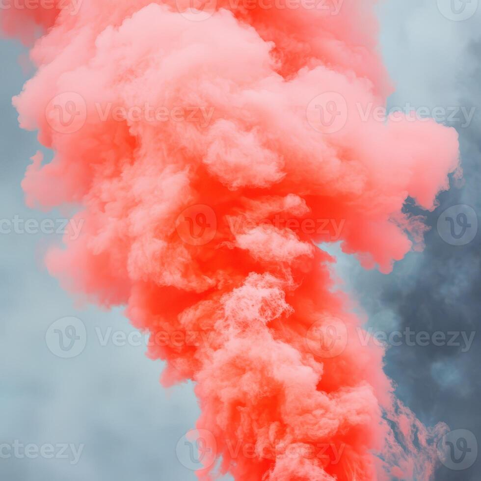 Pink smoke rises in cloudy backdrop photo