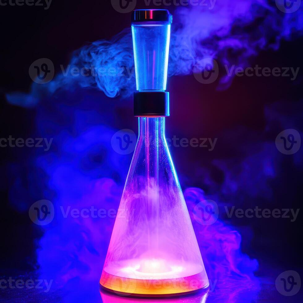 Vibrant lab tools creating magical smoke photo